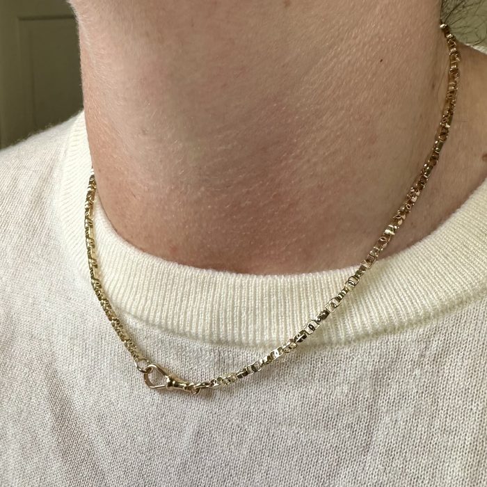 Antique 15ct Gold C-link Chain With Dog Clip Clasp - Image 8