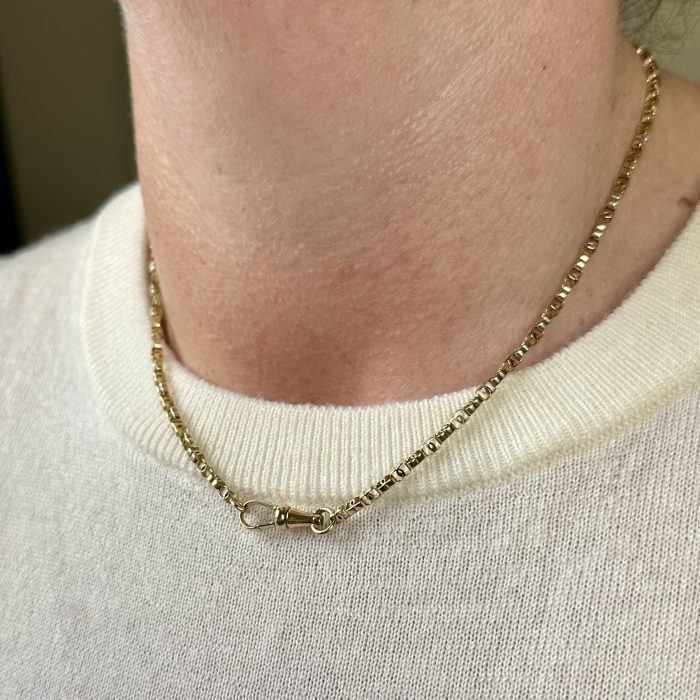 Antique 15ct Gold C-link Chain With 18ct Gold Dog Clip Clasp - Image 9