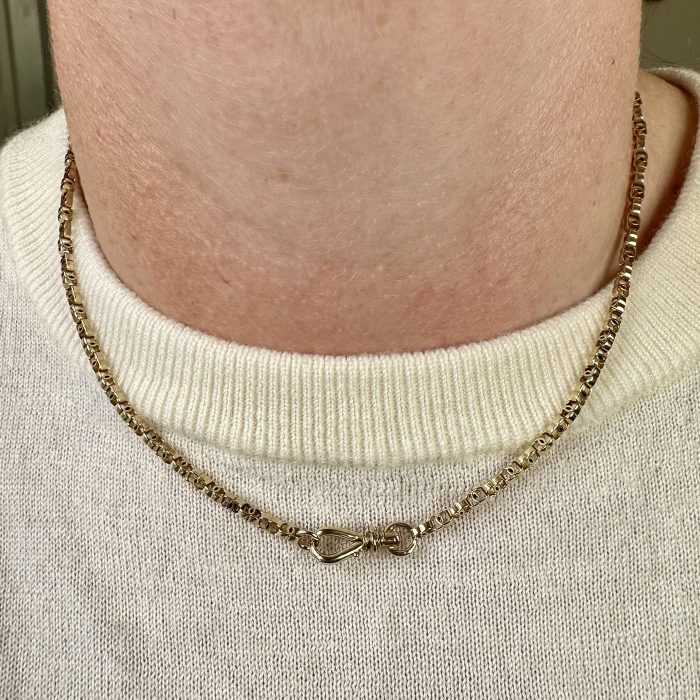 Antique 15ct Gold C-link Chain With Swivelling Screw Dog Clip Clasp - Image 2