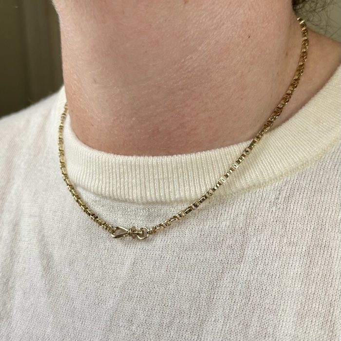 Antique 15ct Gold C-link Chain With Swivelling Screw Dog Clip Clasp - Image 13