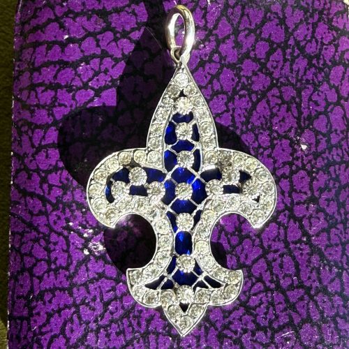 Antique Enamel Fleur De Lis Pendant