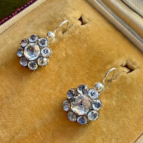 Georgian Black Dot Paste & Silver Earrings