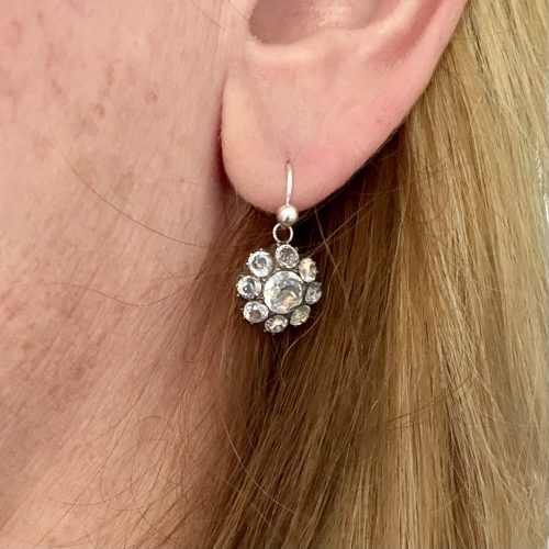 Georgian Black Dot Paste & Silver Earrings