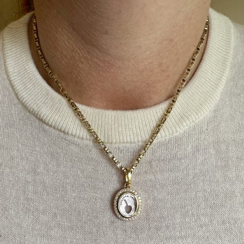 'Therefore I Act' 18ct Gold and Diamond Pendant