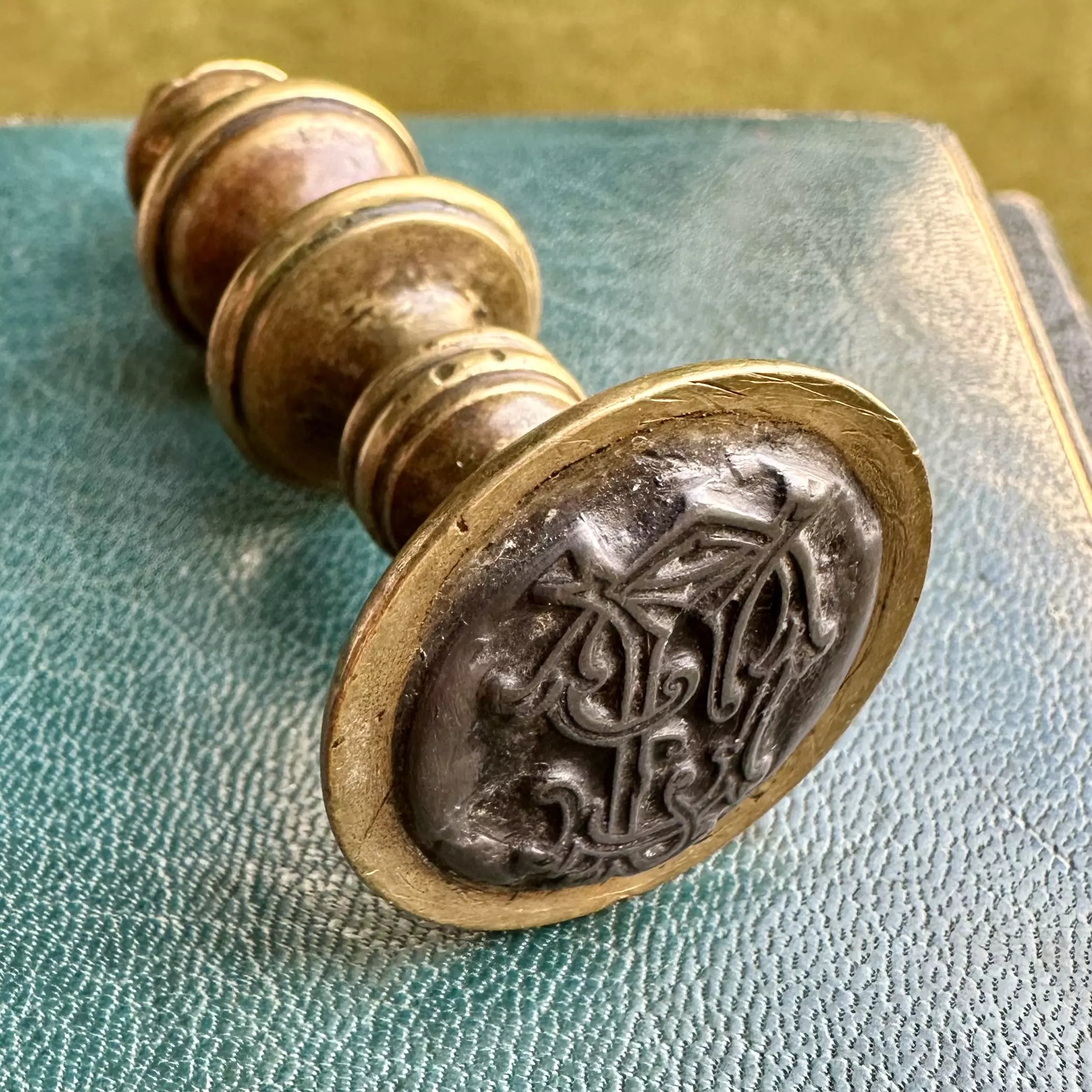 Brass Spindle Desk Seal With Monogram
