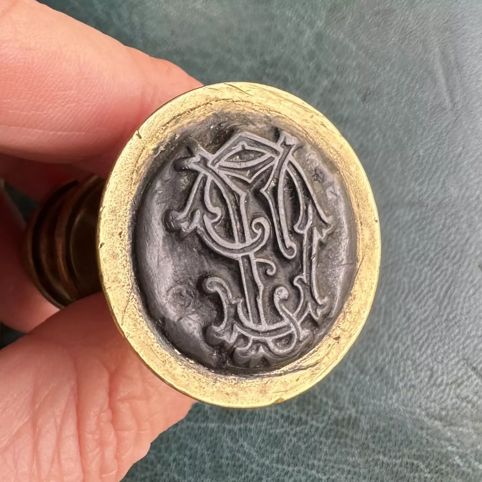 Brass Spindle Desk Seal With Monogram - Image 6