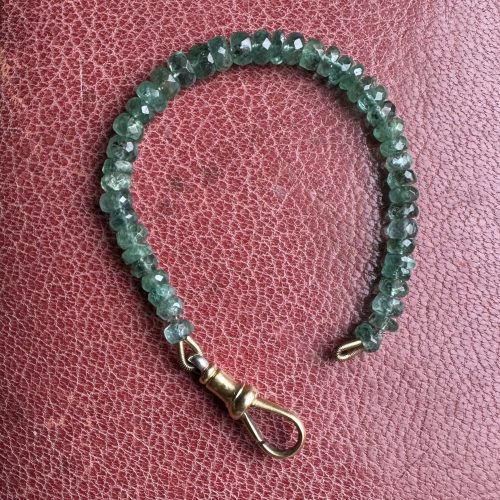 Emerald Rondelle Extender with Antique Platinum & 18ct Dog Clip