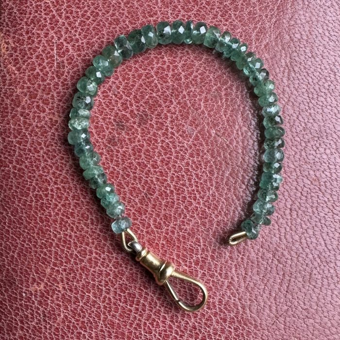 Emerald Rondelle Extender with Antique Platinum & 18ct Dog Clip