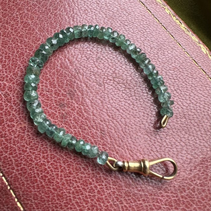 Emerald Rondelle Extender with Antique Platinum & 18ct Dog Clip - Image 3