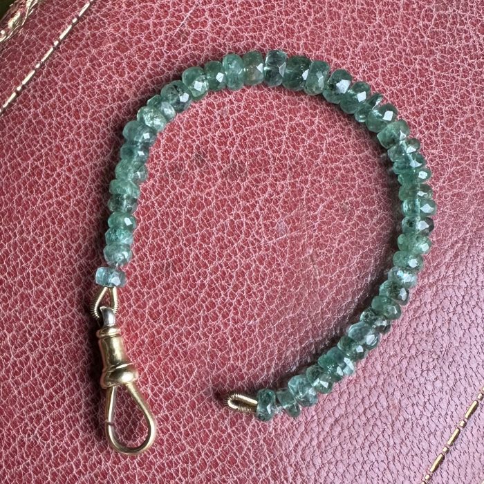 Emerald Rondelle Extender with Antique Platinum & 18ct Dog Clip - Image 4