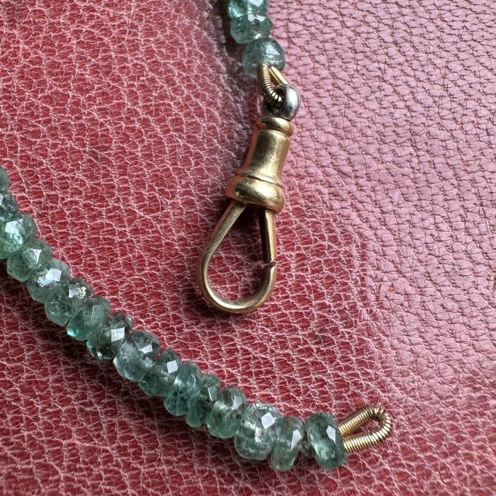 Emerald Rondelle Extender with Antique Platinum & 18ct Dog Clip - Image 5