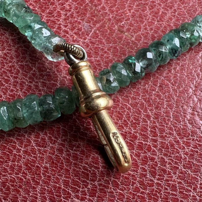 Emerald Rondelle Extender with Antique Platinum & 18ct Dog Clip - Image 6