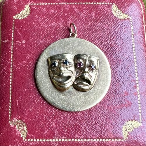 Vintage 9ct Gold Comedy Tragedy Theatre Masks Pendant