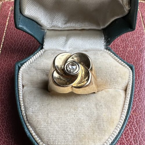 18ct Gold Rose Cut Diamond Quatrefoil Blossom Ring