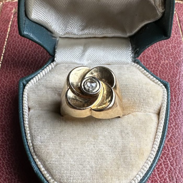 18ct Gold Rose Cut Diamond Quatrefoil Blossom Ring