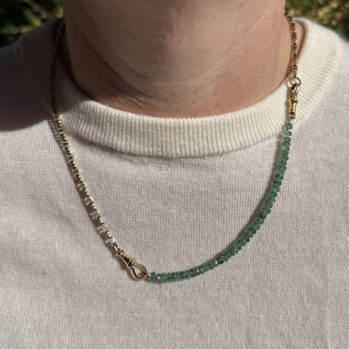 Emerald Rondelle Extender with Antique Platinum & 18ct Dog Clip - Image 2