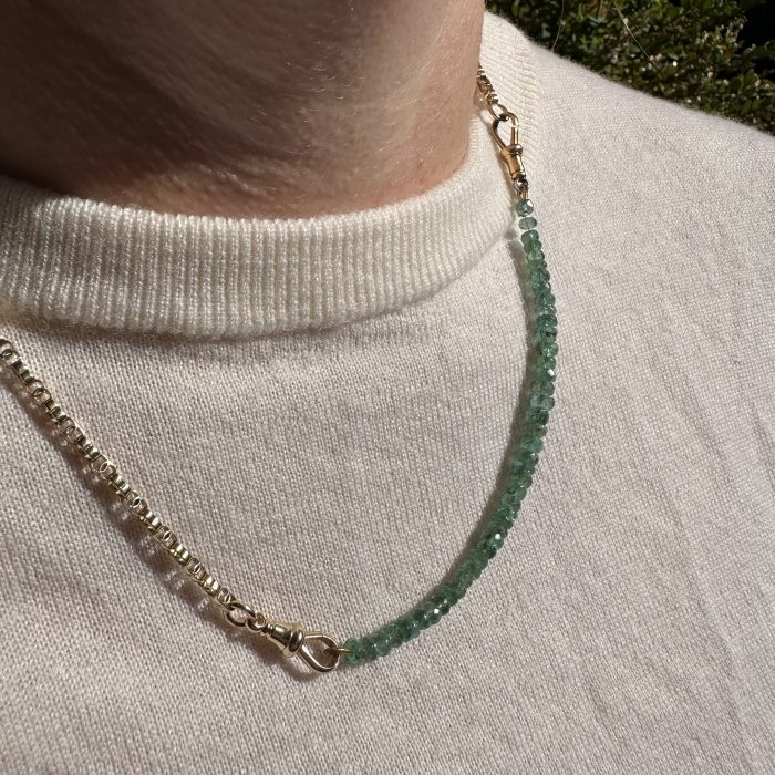 Emerald Rondelle Extender with Antique Platinum & 18ct Dog Clip - Image 10