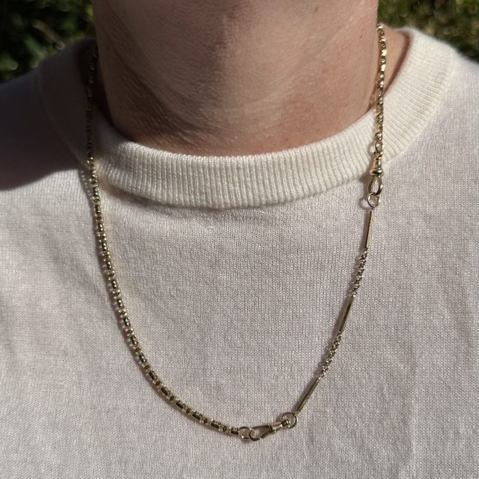 Vintage 9ct Gold Dog Clip & Mixed Link Extender - Image 2