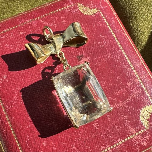 Vintage 18ct Bow & Citrine Pendant