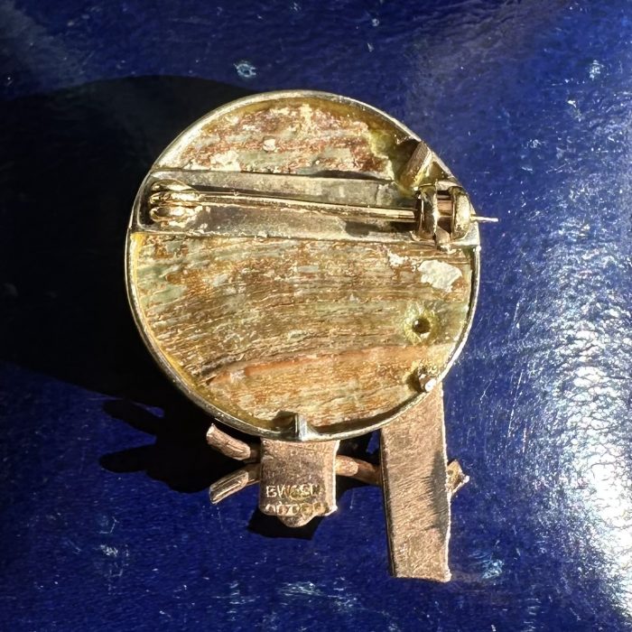 Vintage Bicolour 9ct & Mother Of Pearl Owl & Moon Brooch - Image 5