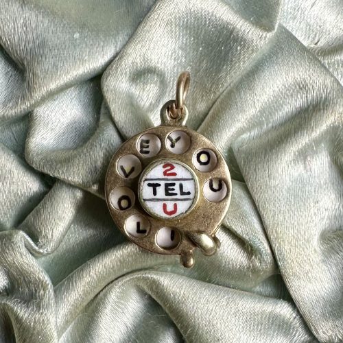 Vintage Articulated 9ct Gold & Enamel 'To Tell You I Love You' Telephone Charm