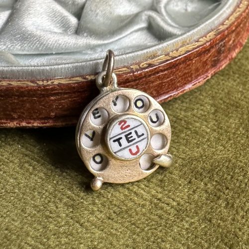 Vintage Articulated 9ct Gold & Enamel 'To Tell You I Love You' Telephone Charm