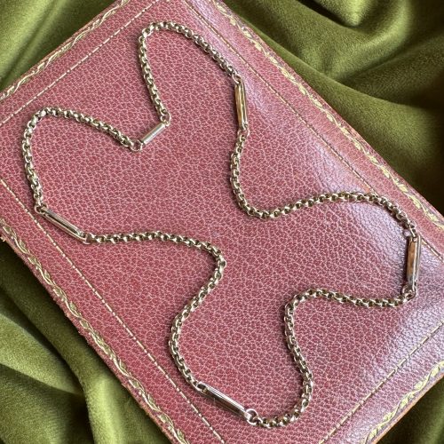 Antique 9ct Trombone & Faceted Belcher Chain