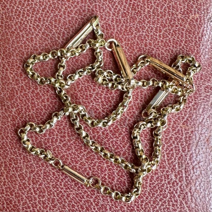 Antique 9ct Trombone & Faceted Belcher Chain - Image 6