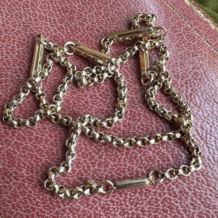 Antique 9ct Trombone & Faceted Belcher Chain - Image 7