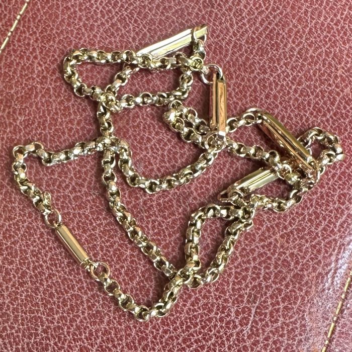 Antique 9ct Trombone & Faceted Belcher Chain - Image 8