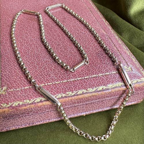 Antique 9ct Trombone & Faceted Belcher Chain