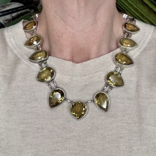 Silver & Pear Cut Citrine Statement Necklace