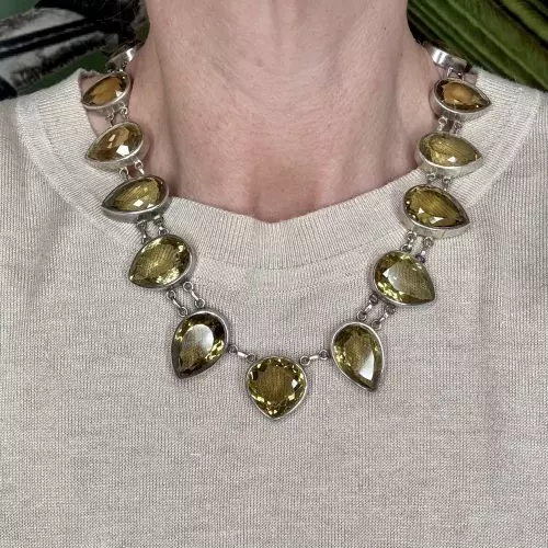 Silver & Pear Cut Citrine Statement Necklace