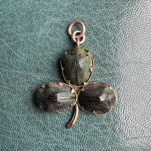 Victorian 9ct Scarab Beetle Shamrock Pendant