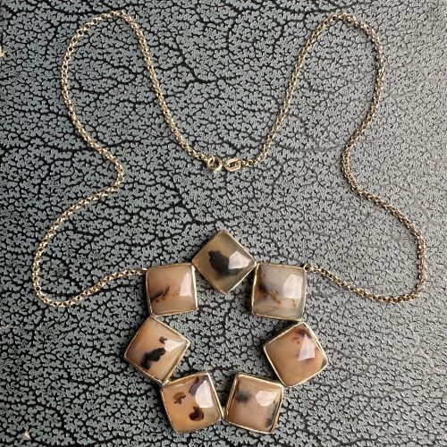 9ct Gold Dendritic Agate Brooch Conversion Necklace