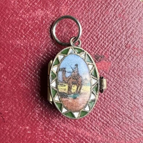 Vintage Silver & Enamel Moses Basket Pendant
