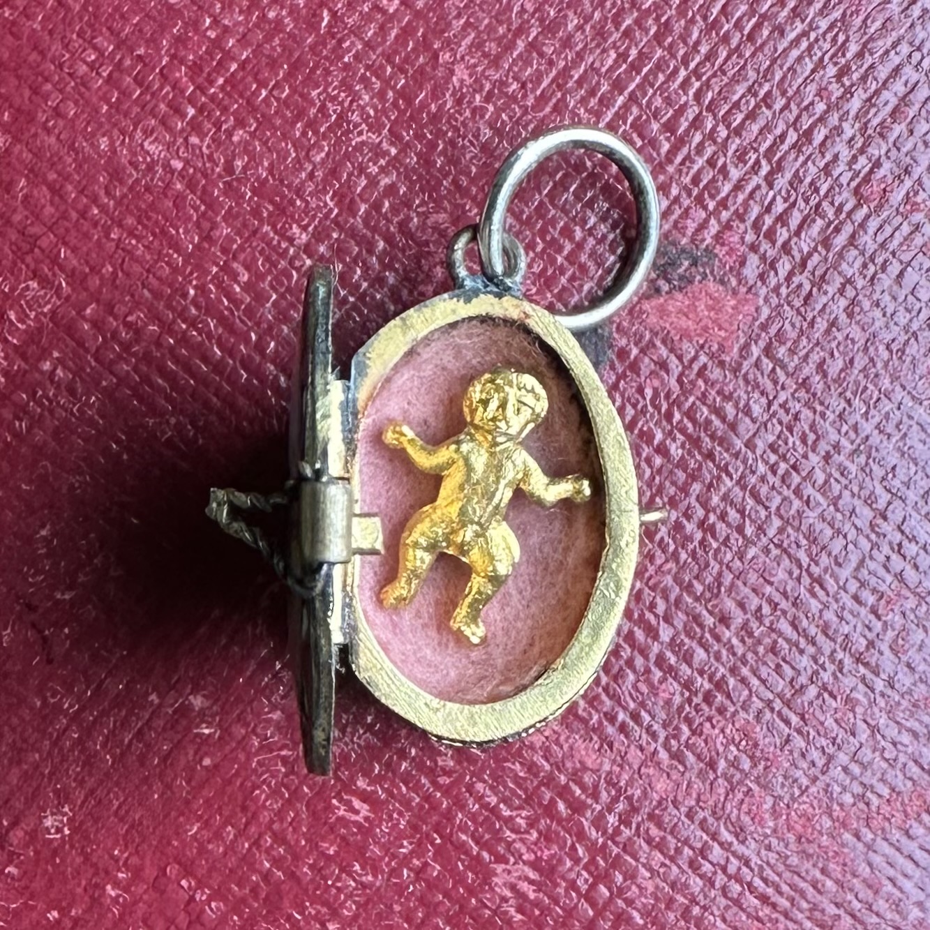 Vintage Silver & Enamel Moses Basket Pendant - Image 4