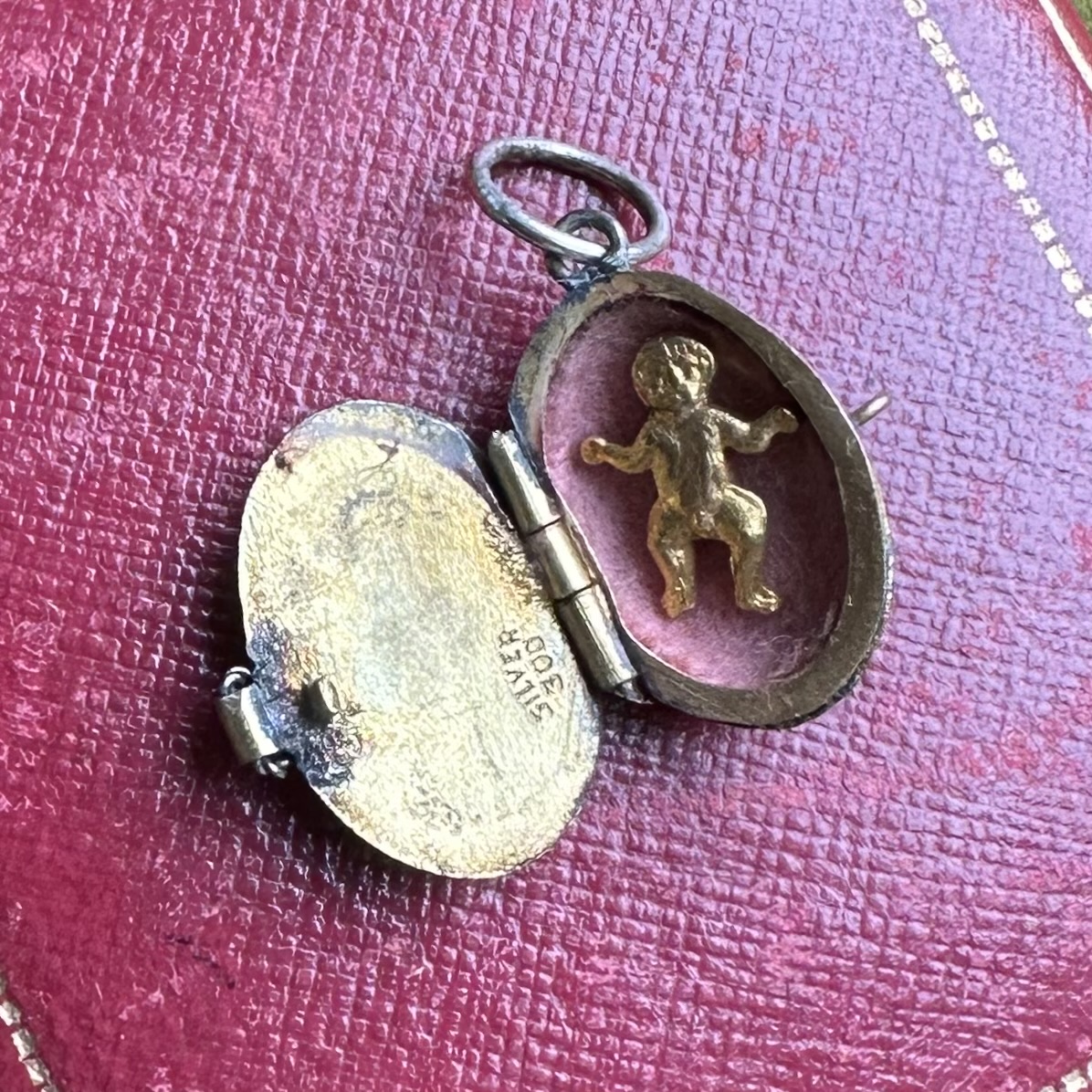 Vintage Silver & Enamel Moses Basket Pendant - Image 6