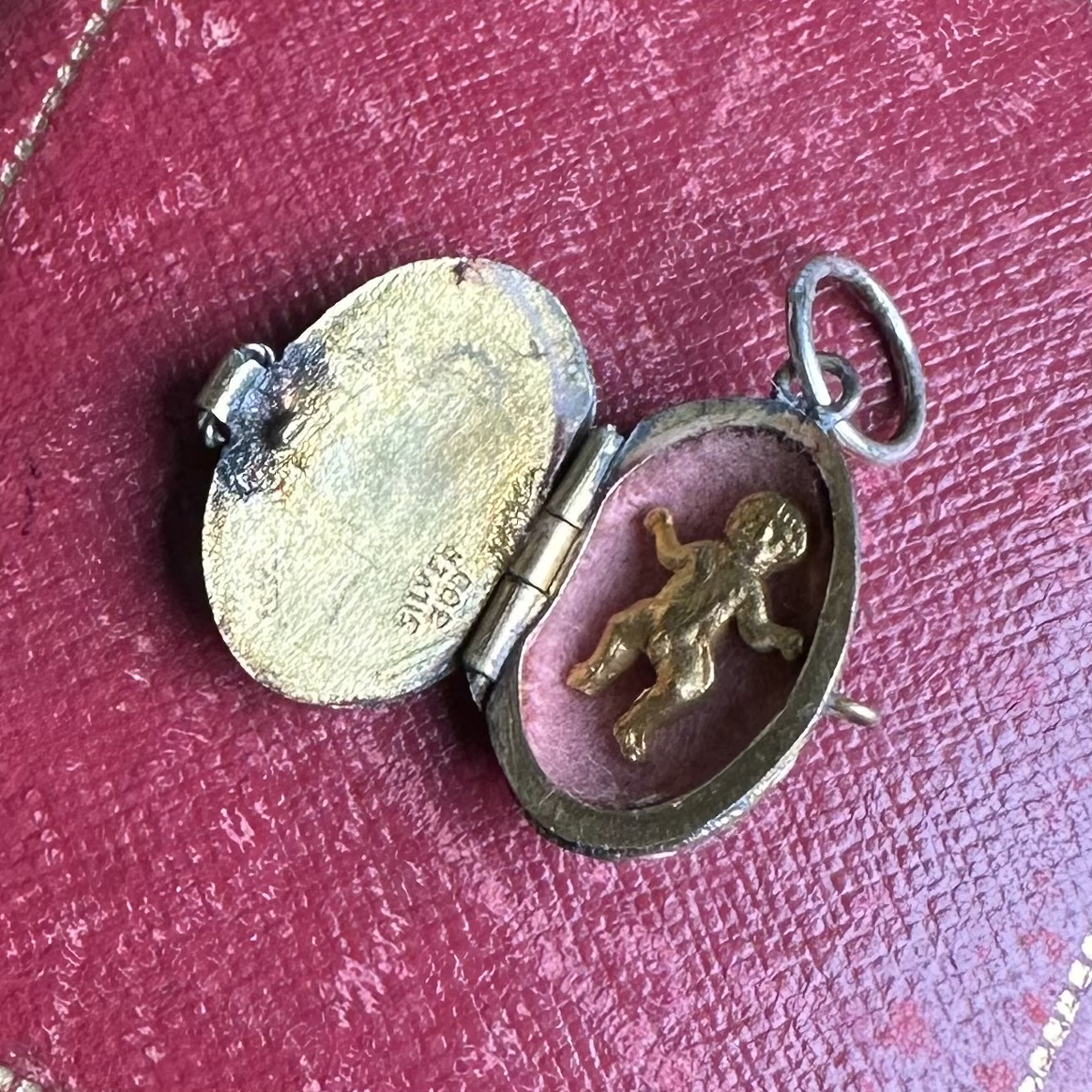 Vintage Silver & Enamel Moses Basket Pendant - Image 7