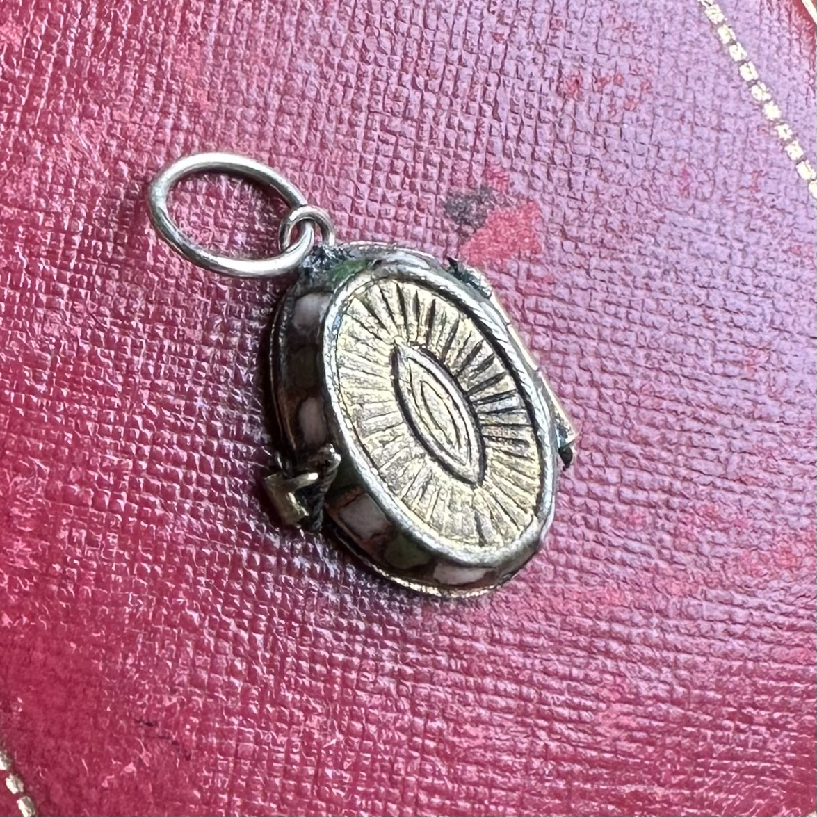 Vintage Silver & Enamel Moses Basket Pendant - Image 9