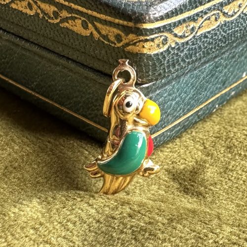 9ct Gold & Enamel Parrot Charm