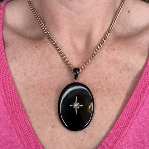Victorian Onyx & OMC Diamond Locket