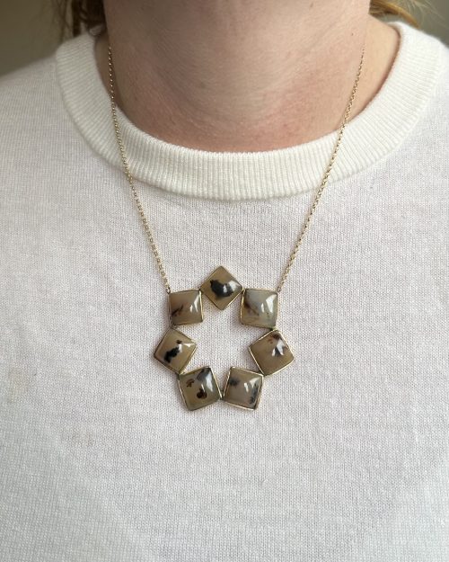 9ct Gold Dendritic Agate Brooch Conversion Necklace