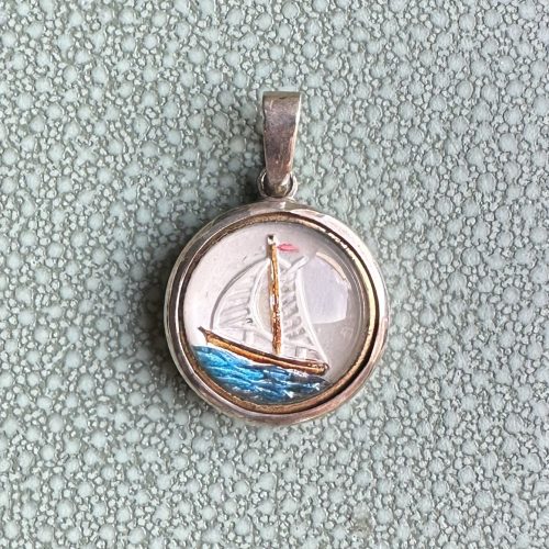 Vintage Silver Essex Crystal Yacht Pendant
