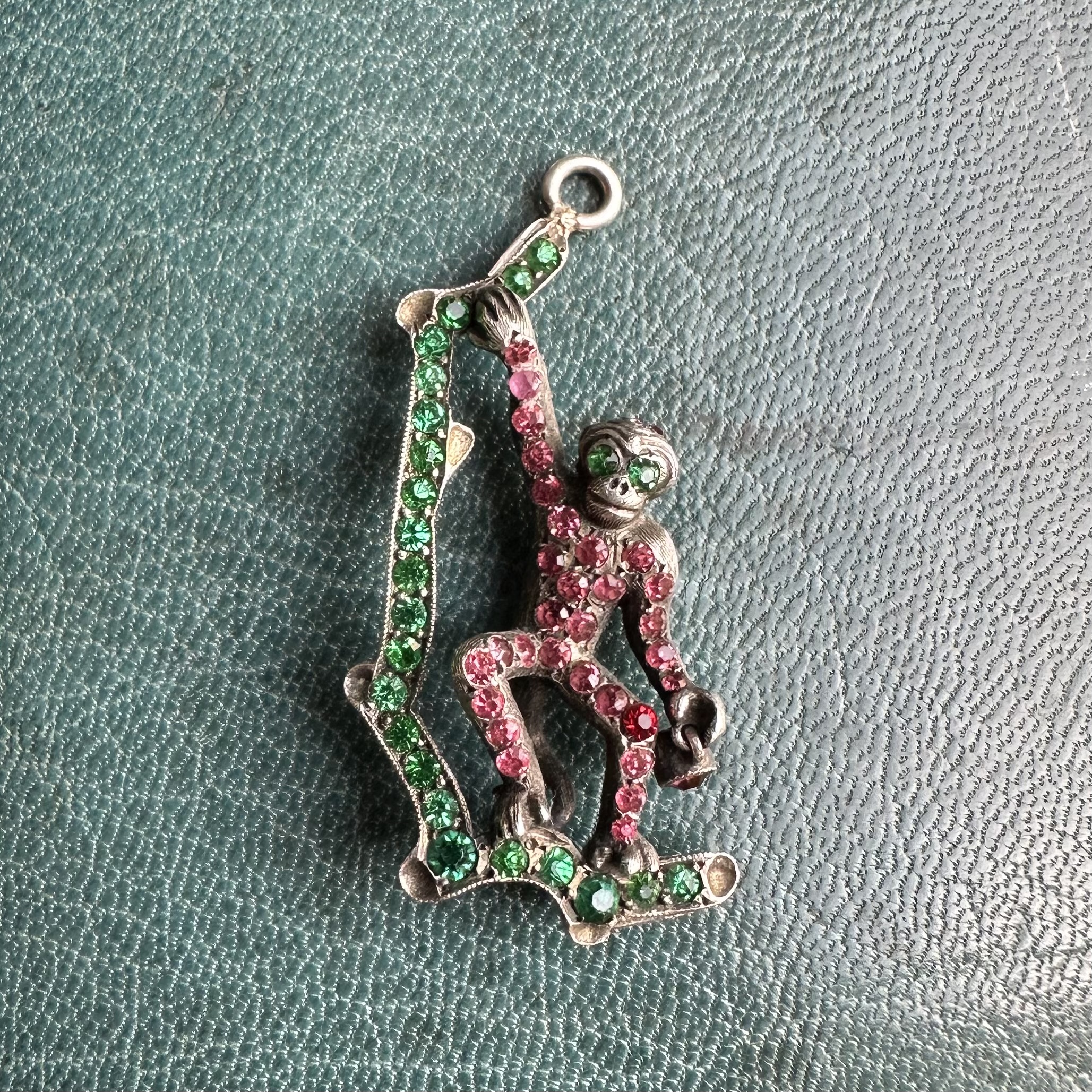 Antique Silver & Paste Monkey Pendant