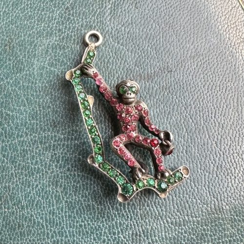 Antique Silver & Paste Monkey Pendant