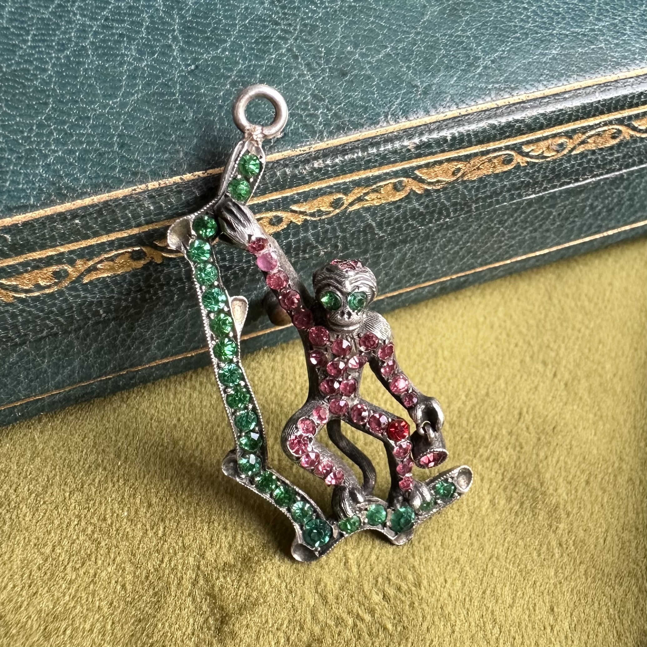 Antique Silver & Paste Monkey Pendant - Image 7