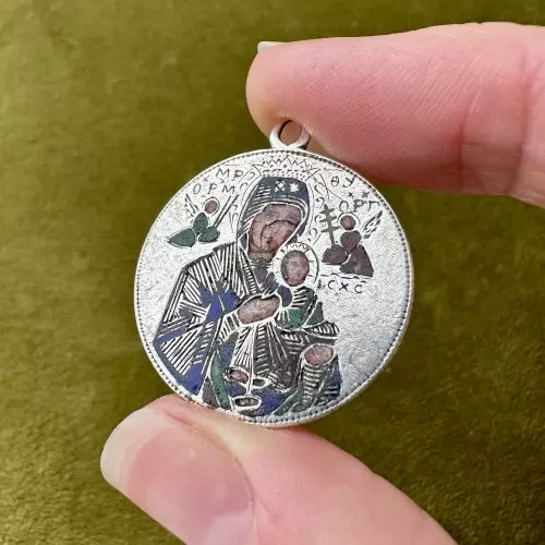 Enamelled Virgin Mary & Child Love Token