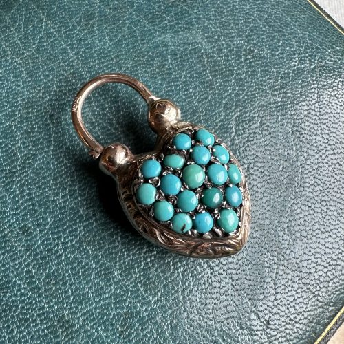 Victorian Gold & Turquoise Heart Padlock
